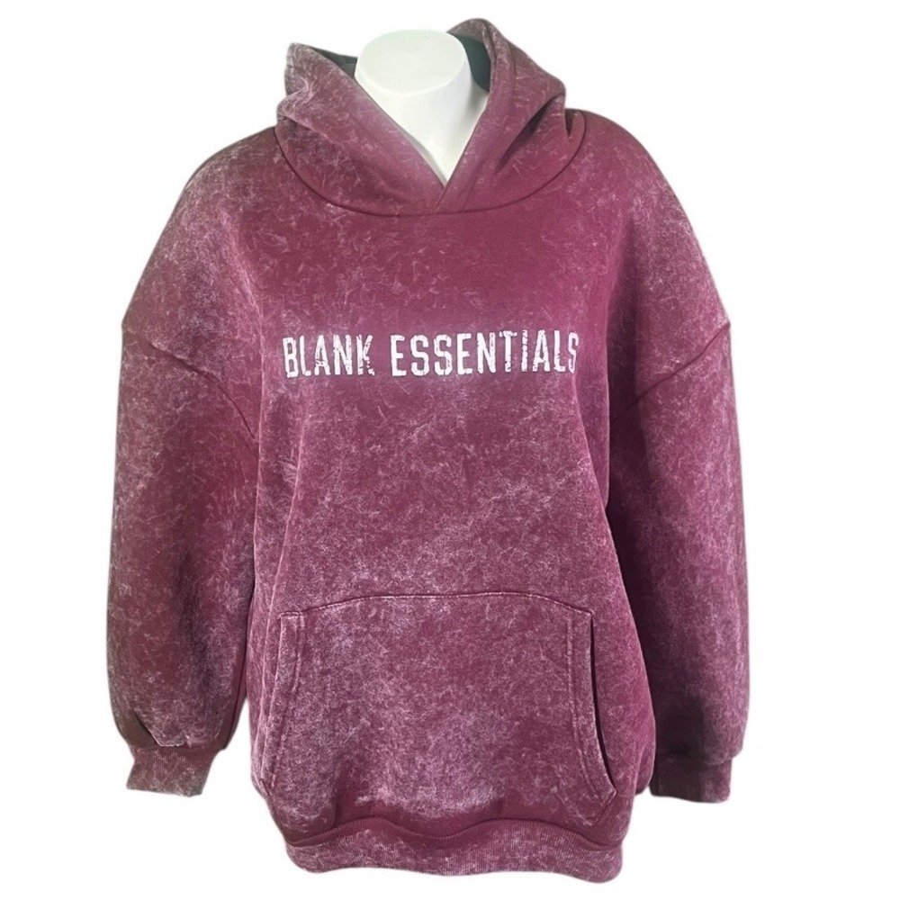 Blank Essentials College Acid Wash Hoody Burgundy‎ Oversized BE060-AW25-W-010 L